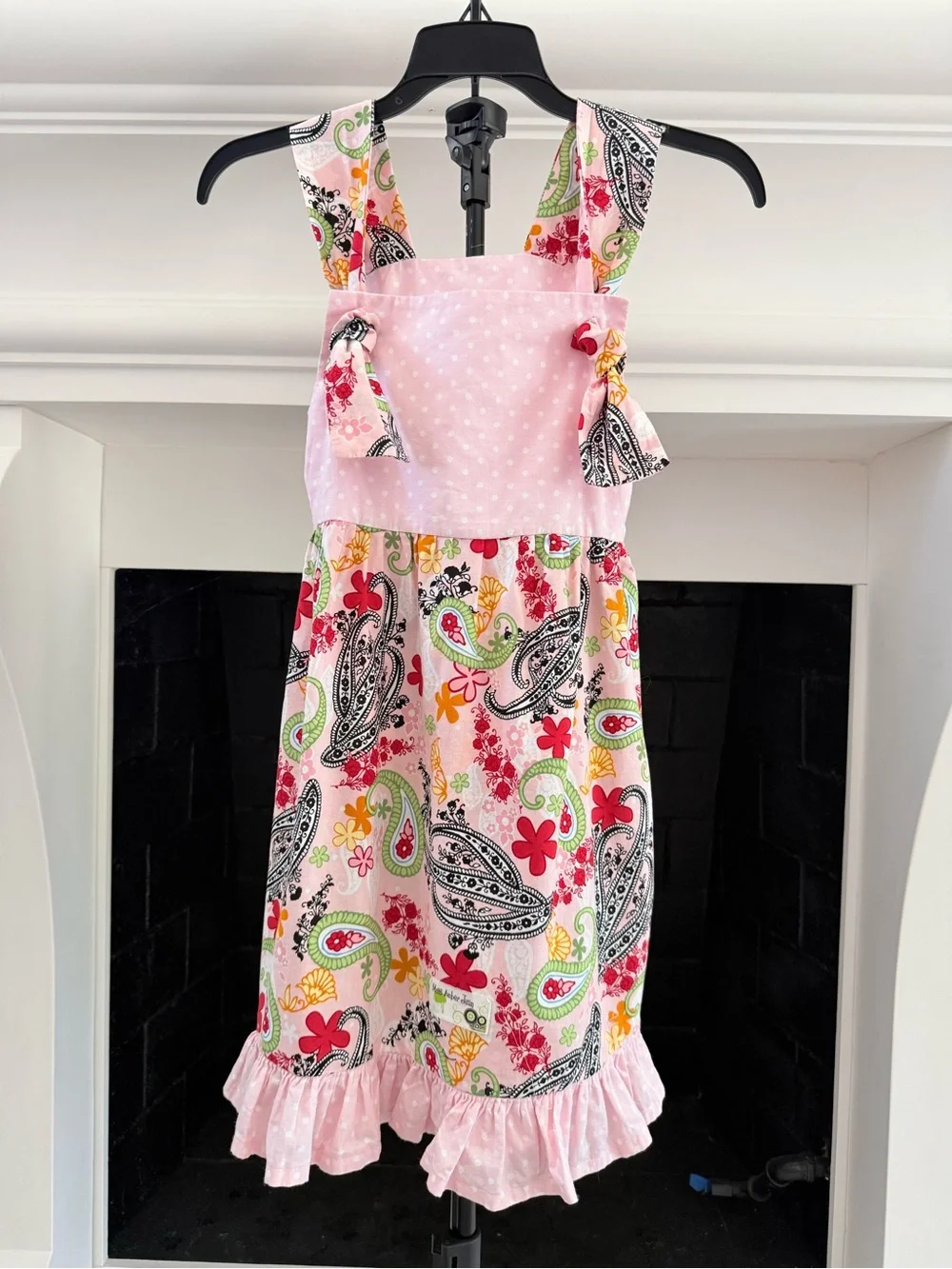 Girls' Pink Paisley & Floral Sundress with Knot Tie Straps